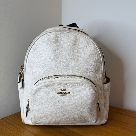 Coach Mini Pebbled Leather Backpack in Chalk 5666 Bag School - Picture 3 of 16